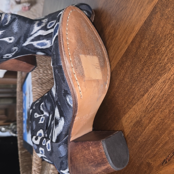 Rag & Bone Blue and Brown Ankle Boots with Stacked Heel - Picture 3 of 4